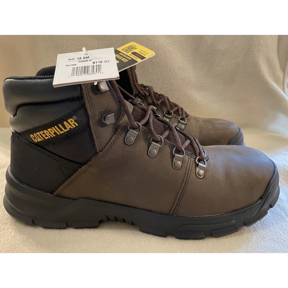 CATERPILLAR CAT MENS Shoes 12 BROWN Charge Steel Toe Boots WORK WEAR Medium NWT